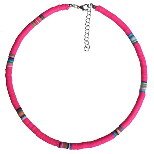 

Ожерелье из полимерной глины 4/6 мм для женщин, мягкая керамика, колье в стиле бохо, красочные бусины для серфера, воротник, богемные украшения