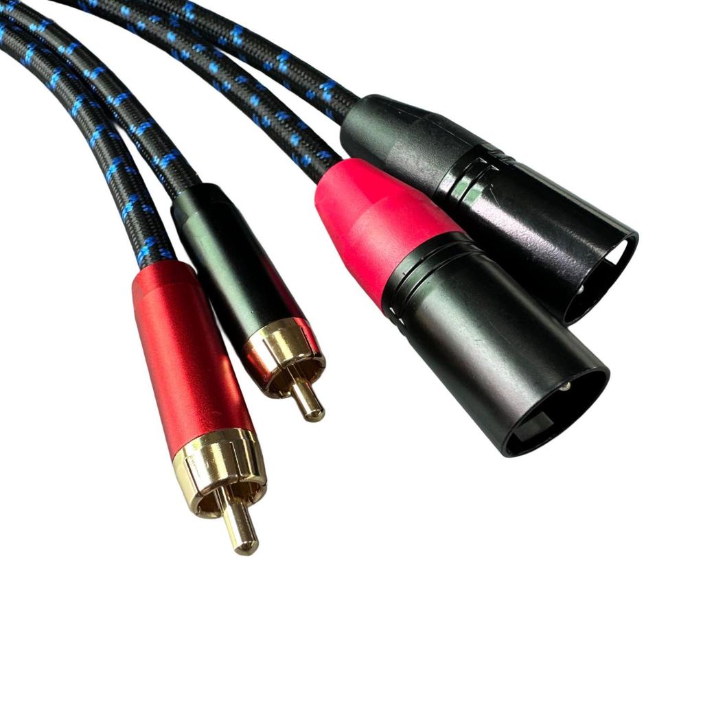 Gold-Plated Double Lotus RCA to Dual XLR Audio Cable Adapter