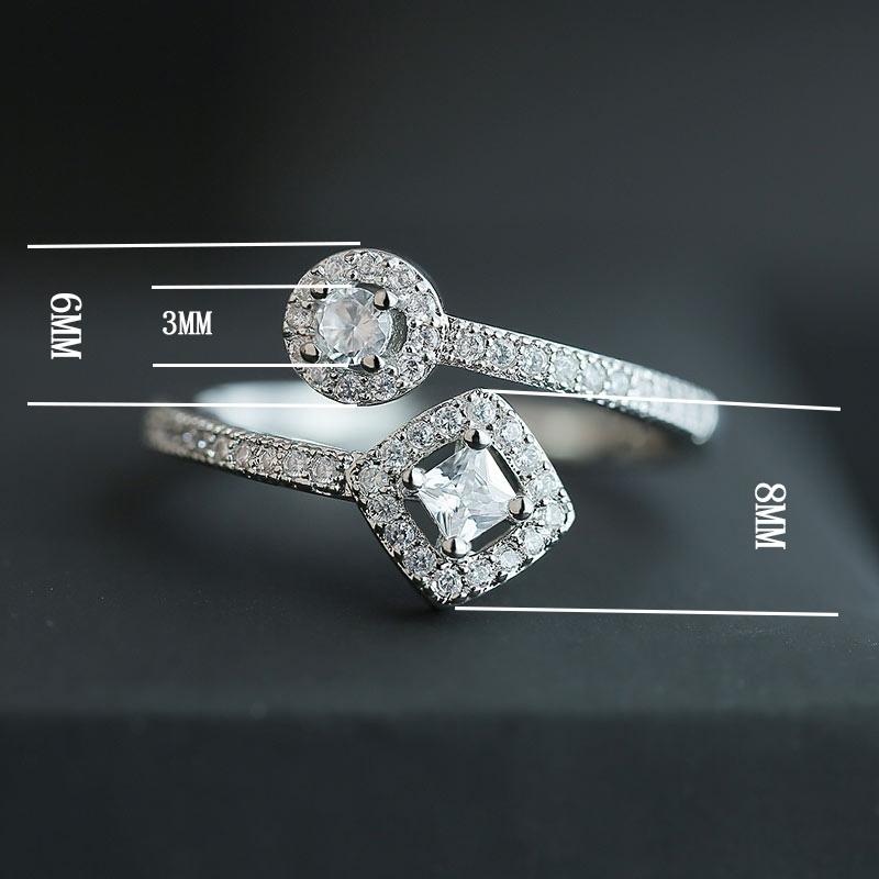 Luxury Micro Paved Line Cubic Zirconia Ring Geometric Shape Opening Jewelry for Women Anniversary Gift for Wife Wholesale