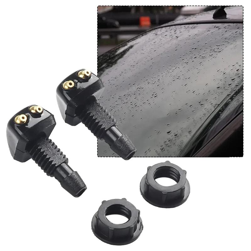 2Pcs Car Windshield Wiper Washer Spray Nozzle Fits Most Car Models Car Dual Holes Windshield Washer Nozzle Water Spray New