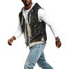 Men's Hooded Sleeveless Zip Up Vest with Christmas Print Casual Holiday Celebration Outfit