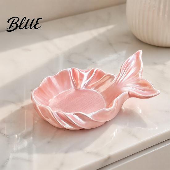 Fishtail Design Tray Pearlescent Elegant Tray Capacity Large Jewelry Storage Groove Design 3D Printing Desktop Ornament for Rings