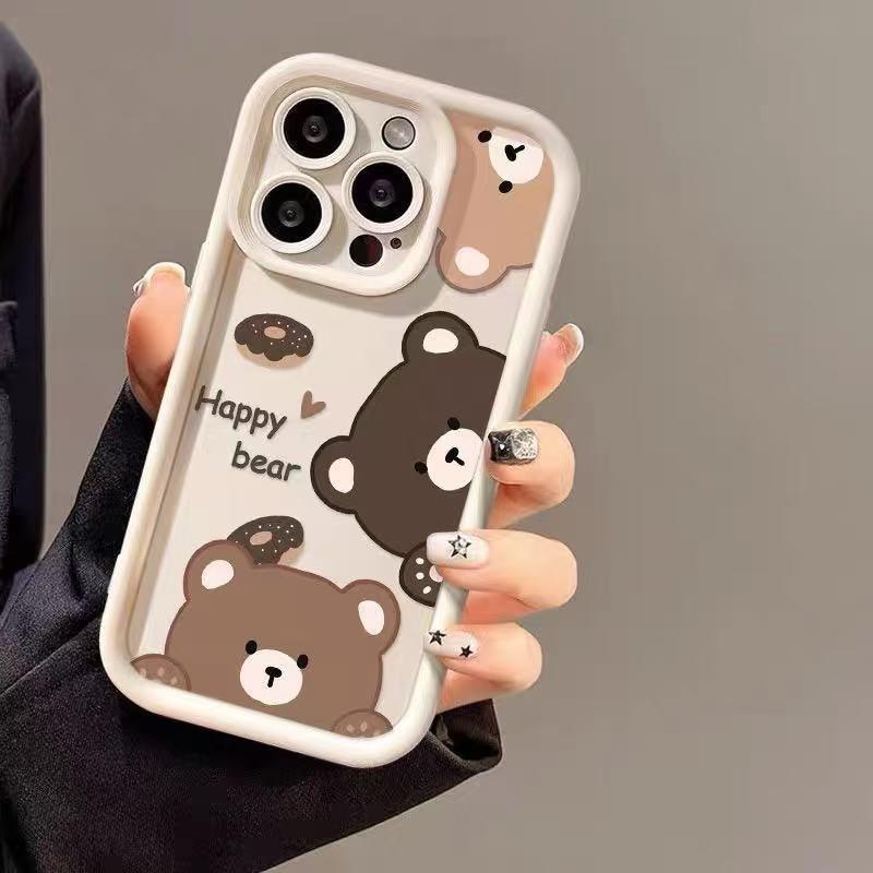 Cute Cartoon Happy Bear Anti Drop Soft Phone Case For Multiple Apple Iphone Models