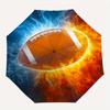Football, Fire_and_Ice Automatic folding umbrella  simple eight rib design, bright color pattern, durable iron frame, ideal for travel and o