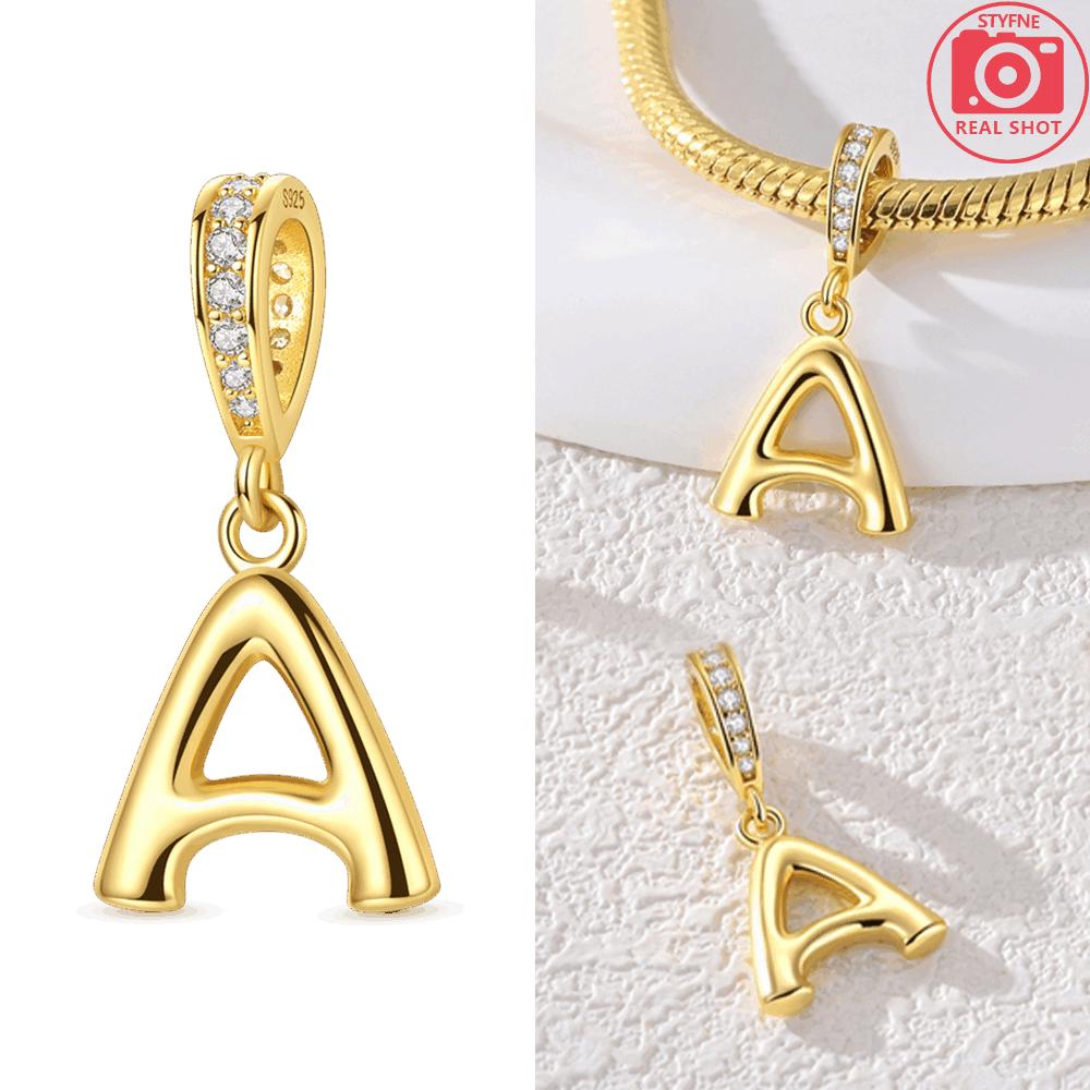 Authentic Original Necklace Copper Metal White Zircon Pendant Bead Component English Letters Women s Bead Components Compatible With Bracelet High