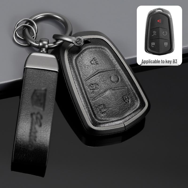 Genuine Leather Key Case for Cadillac XT5, CT5, XTS Key Fob - Unisex Design with Buckle