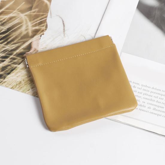 Snap Closure Pouch Faux Leather Mini Cosmetic Bag Waterproof Self-Closing Organizer Pouch for Coin