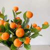 Plastic Realistic Imitation Fruit Stem Green Leaves Simulation Orange  Wall Hanging Decor