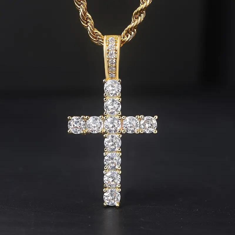 Huitan 60Cm Twisted Chain Long Necklace for Women/Men Fashion Luxury Cubic Zirconia Cross Pendant Necklace Gift Love Accessories