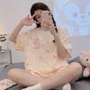 Sweet Sister Summer Home Lingna Belle Pajamas Women's Summer Cute Cartoon Round Neck Short-sleeved Shorts Loungewear Set