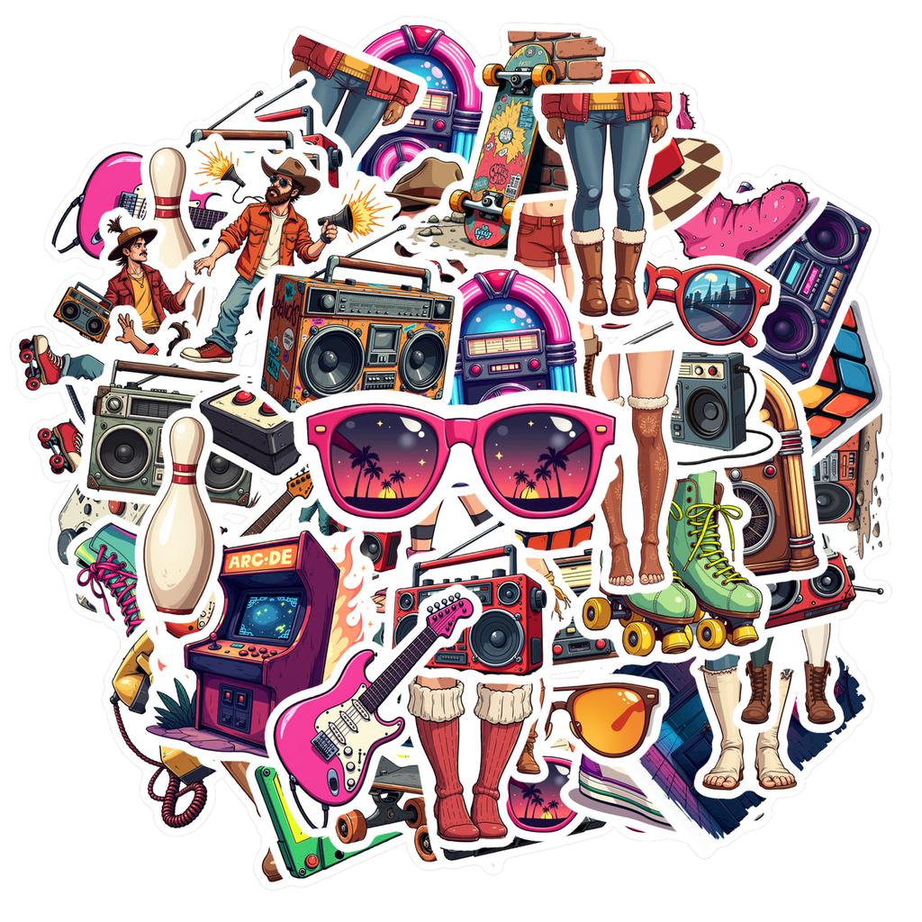 35pcs-50pcs Decals Music Retro Stickers Music Decals Stationery Stickers For Guitar Notebook Fridge