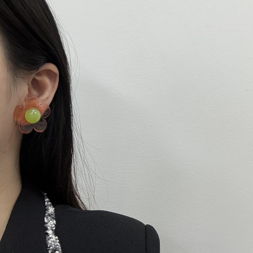 Color jelly feeling dopamine flower lively cute girl stud earrings fashion niche simple retro geometric earrings