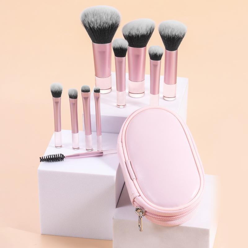 10/12Pcs Mini Makeup Brush Set Powder Eyeshadow Foundation Blush Blender Concealer Beauty Portable Makeup Tool Brush Travel Kit