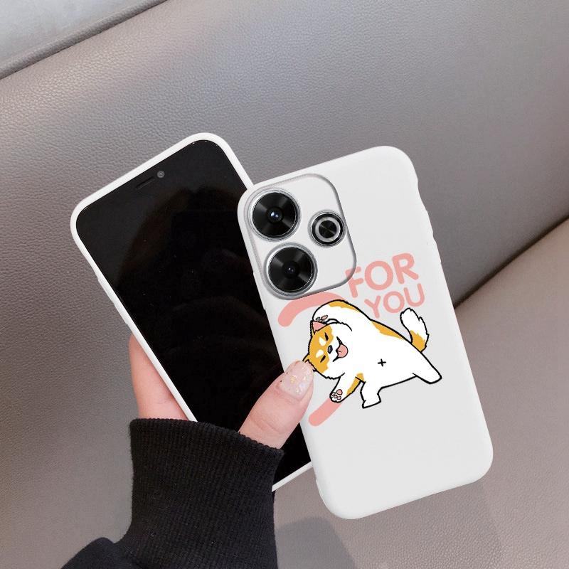 

М який силіконовий чохол з мультяшним котом для Samsung A55 M35 S24 Redmi Note 13 Pro 13C 14 Xiaomi Poco C65 iPhone Huawei Honor 200 Камера Realme Протиударний чохол Realme 12 5G білий