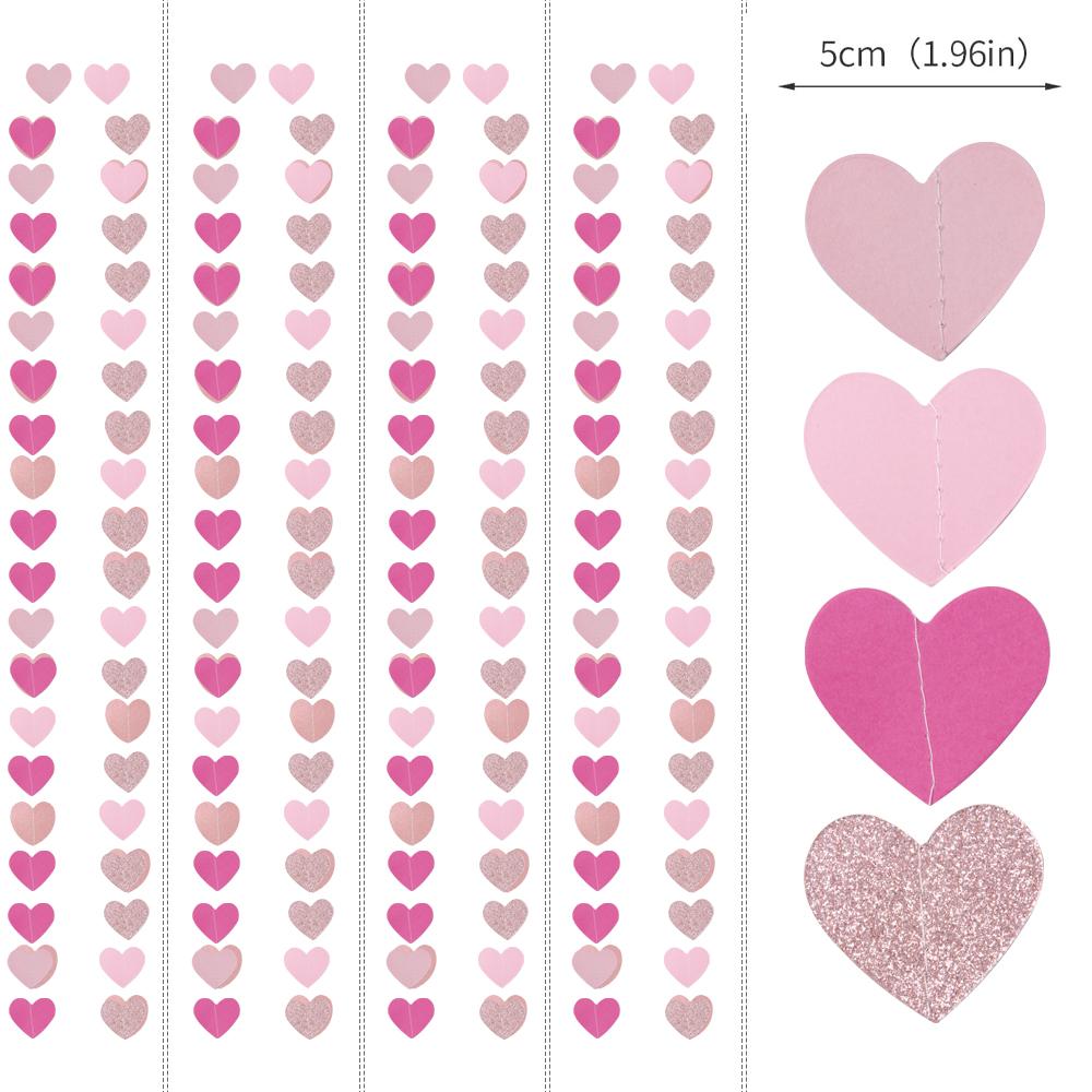 

4м Червоний Рожевий Серце Любов Форма Стрічка День Святого Валентина Прикраса Гірлянда Весільна Річниця Дім Настінний Паперовий Стрімер