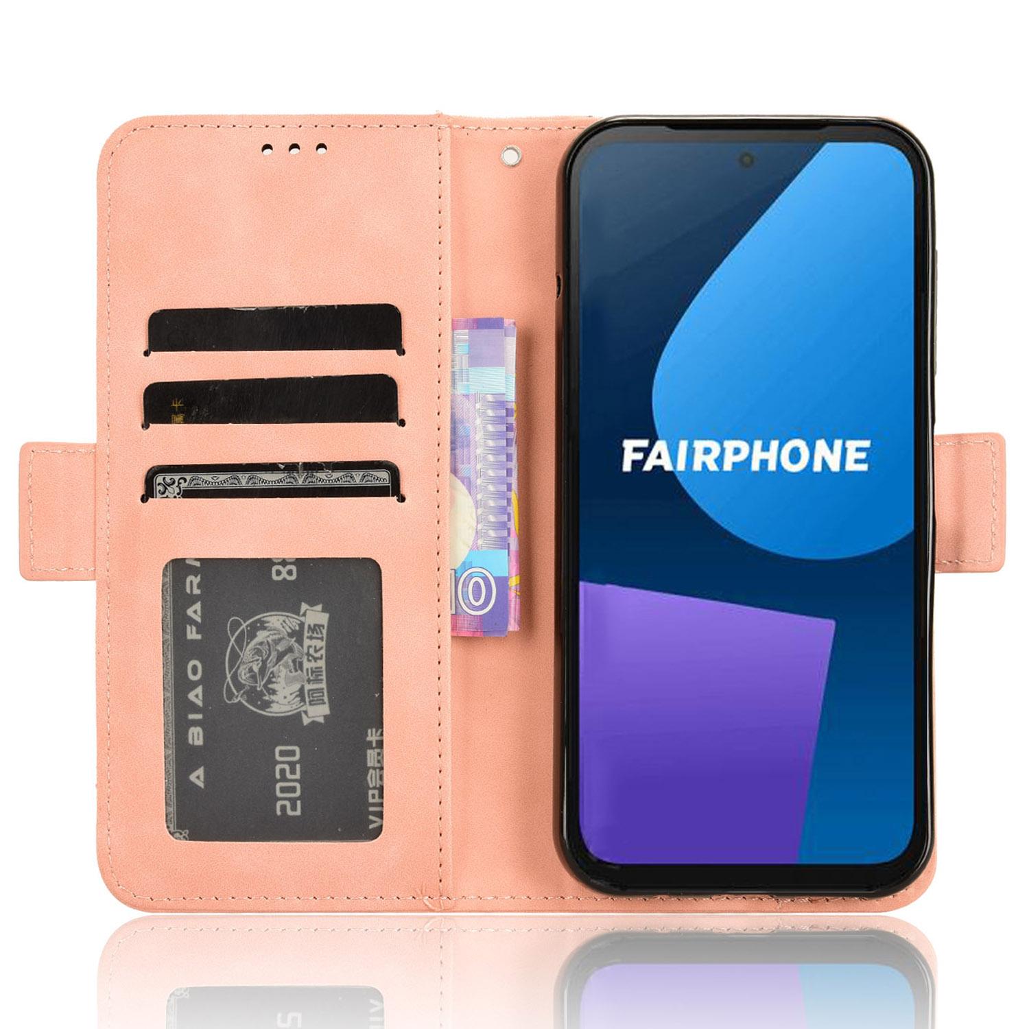 

For Fairphone 5 Case Anti-scratch Folio Flip PU Leather Phone Wallet Cover Pink