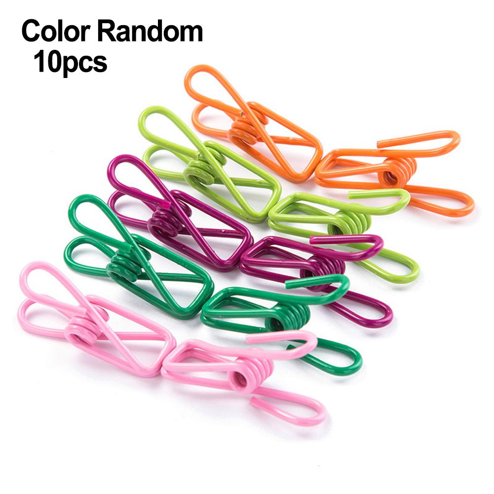 10pcs Colorful PVC Clips for Clothes Drying Photos & Papers, Multipurpose Vinyl Coated Metal Spring Clips for Home Organization