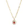 European-American Fresh Plant Series: Lemongrass & Strawberry Bow Pendant Necklace, Clavicle Chain Copper.