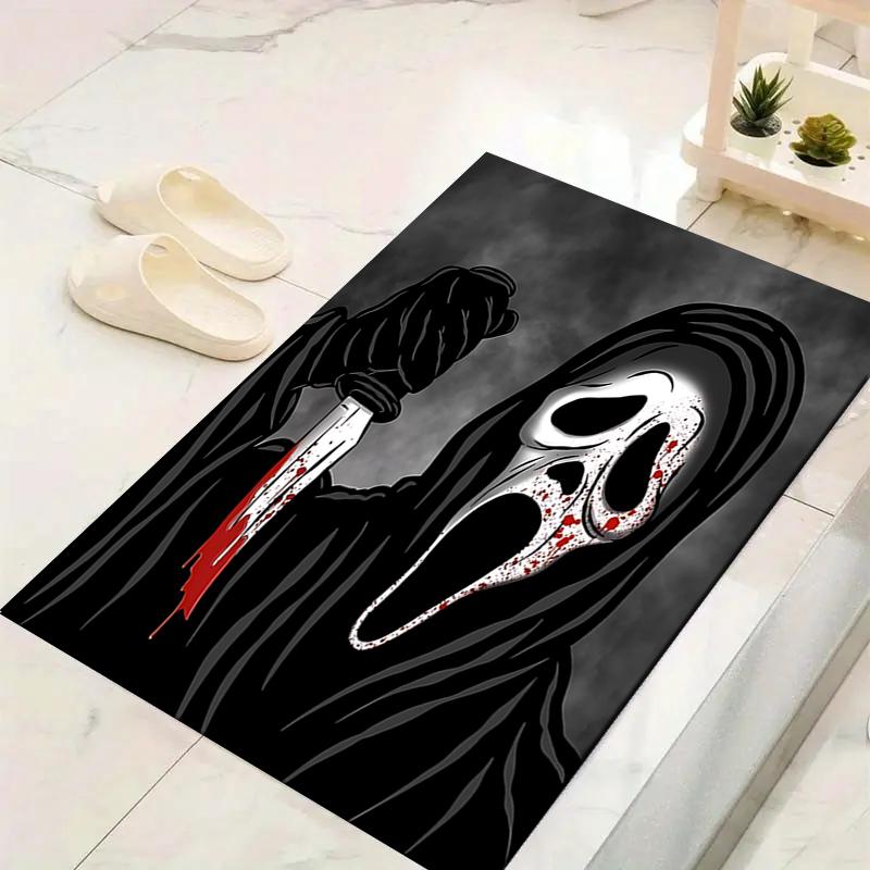 1Pc Scream Horror Icon Rug, Office Carpet Indoor Outdoor Doormat, Non-Slip Soft, Living Room, Christmas Halloween Gift M929112