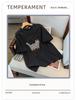 2025 Winter Women's Plus Size Thick Cotton Short Sleeve with Cat Print, Round Neck, Versatile and Extra Large Fit