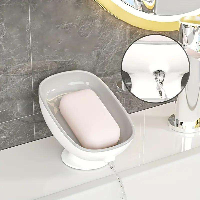 1Pc Luxurious Adjustable Oval Storage Soap Dish with Drain - Wall-Mounted Anti-Slip Removable Soap Box for Bathroom