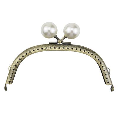 Metal Clutch Kiss Clasp Lock Easy Installation with Pearl Bag Kiss Clasp Lock Sewing Craft Bag Handle for Bag Hardware