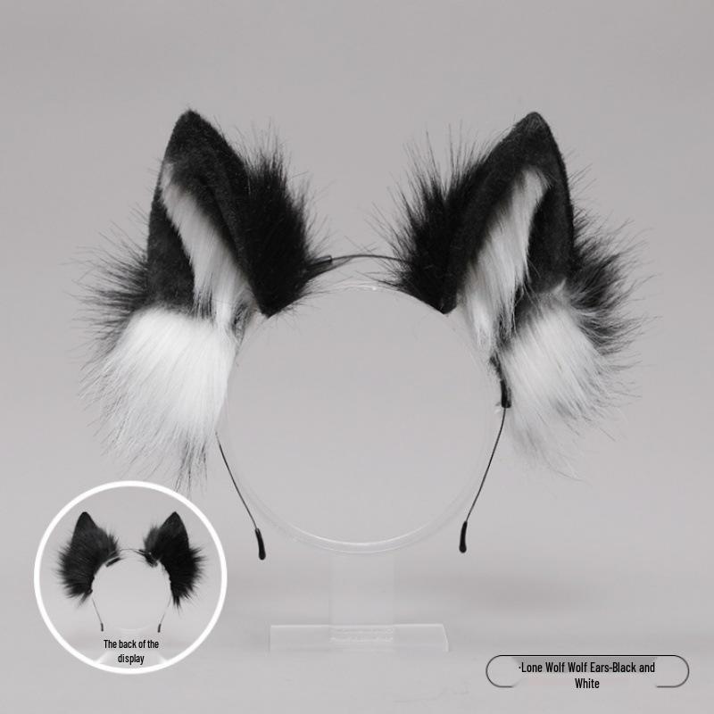 Plush Animal Ear and Tail Set - Cat Ears, Wolf Ears, and Tail Headband