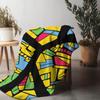 Colorful Abstract Mosaic Geometric Pattern Throw Blanket Sofa Bed Cover for Kids Teens Adults