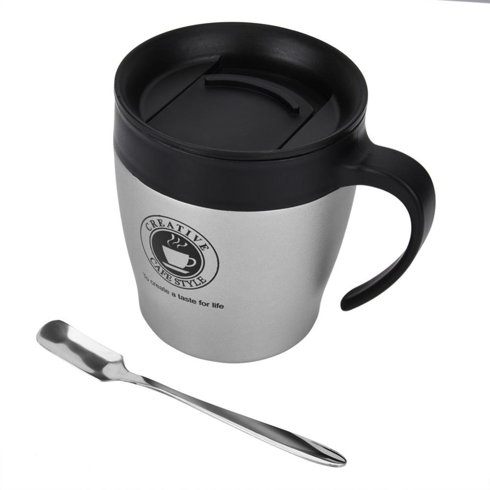 Stainless Steel Stainless Steel Insulated Coffee Mug Insulated With Spoon Insulated Coffee Mug With Lid 330ml Water Cup