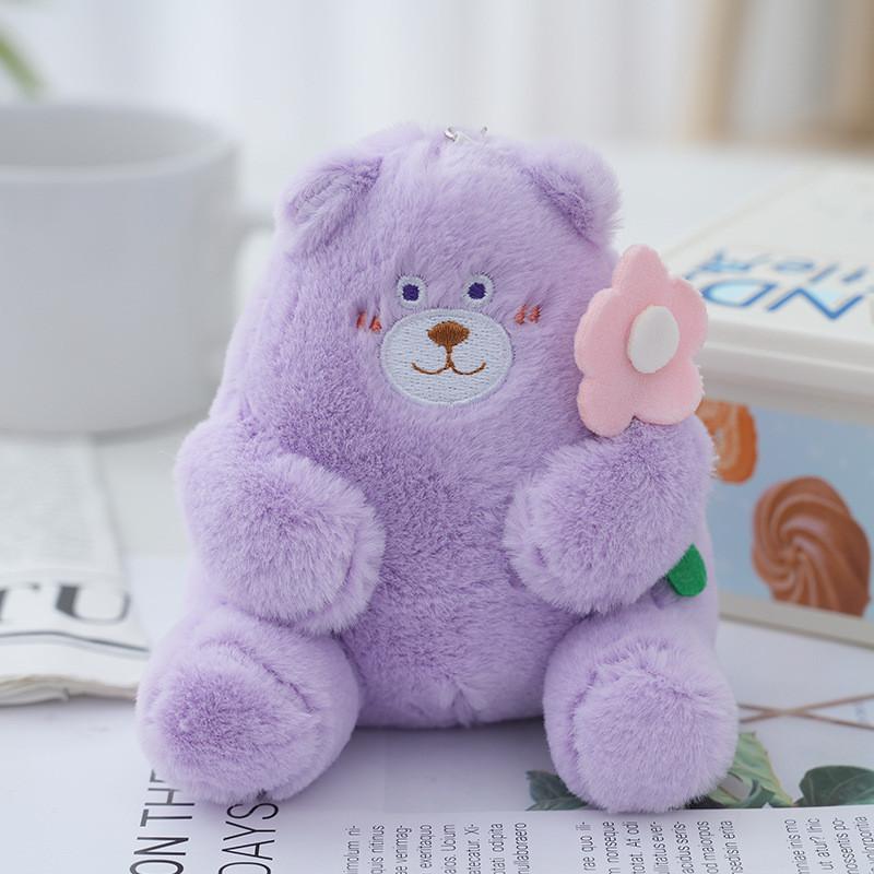 

Adorable Floral Bear Plush Keychain Cute 12cm Stuffed Animal Backpack Accessory StyleD
