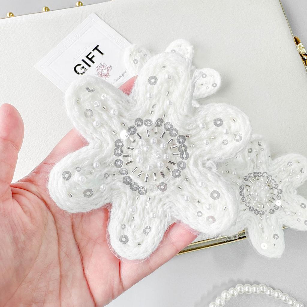 White Wool Woven Nail Beads, Sequins, Three-Dimensional Flower Decorations, Hair Accessories, Headdresses, Bags, Corsages, Cloth Patches