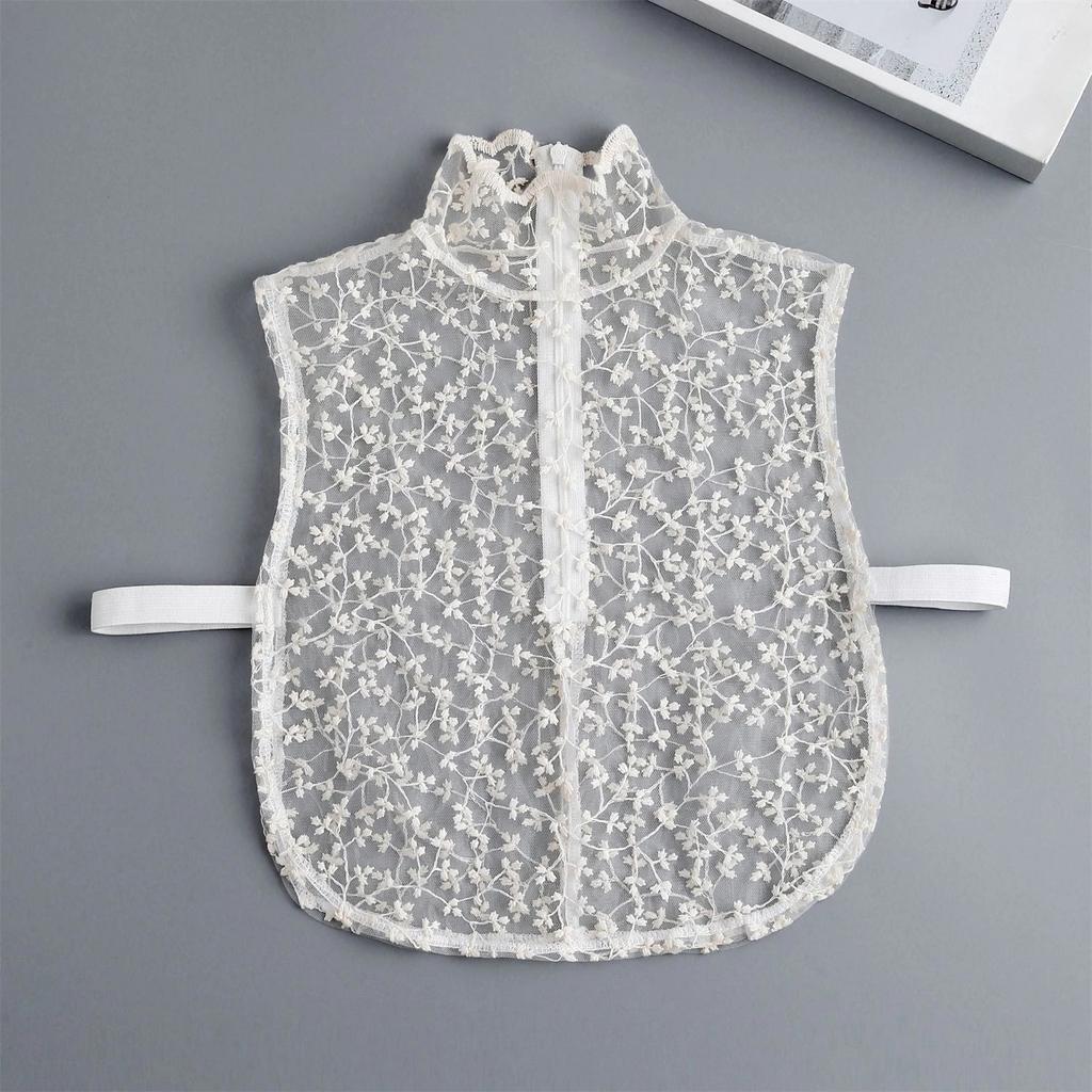 Girls Hollow Out Lace Shirt Detachable Fake Collar Shirt Lapel Blouse Top Adjustable Women Clothes Ladies False Collar Decor