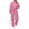 2024 Trendy Knit Women's Two-Piece Set: Long-Sleeve Top & Wide-Leg Pants with Pockets