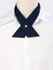 [Elerevyo] Women's & Men's Adjustable Cross Bow Tie, Solid Snap Button Tie, School Uniform, Navy Blue, One Size