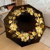 1pc Golden Rose Wreath Design Umbrella with Plastic Handle,Suitable for All Seasons Home Travel Outdoor UmbrellaDD1716