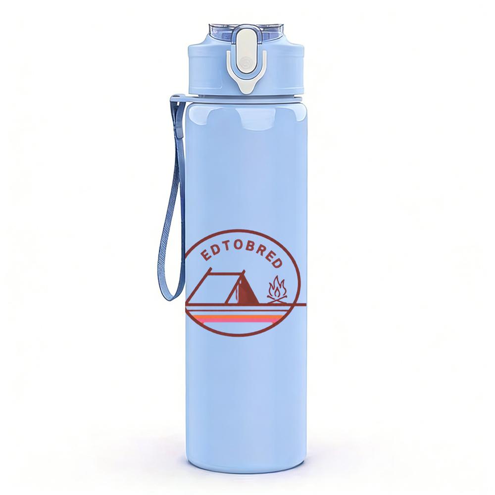 1PC Dark Red Gothic Band Grunge Print 750ml colorful plastic sports water bottle leakproof pop up lid with straw for outdoor work home use