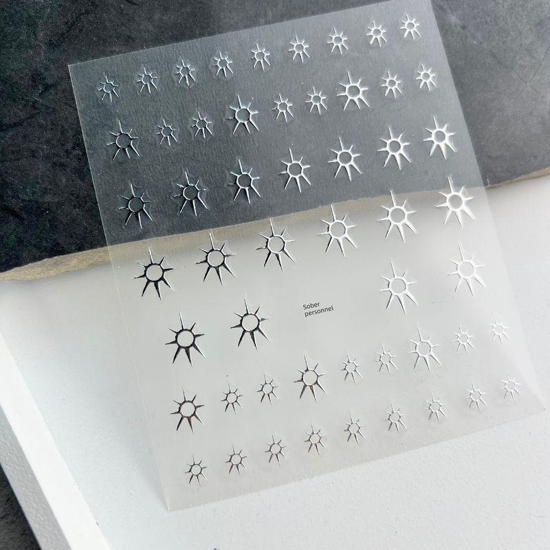 

[Love and Freedom] Metal Silver Constellation Totem Sun Moon Star Nail Stickers Geometric Asterism Nail Sticker Silver Cut Out light
