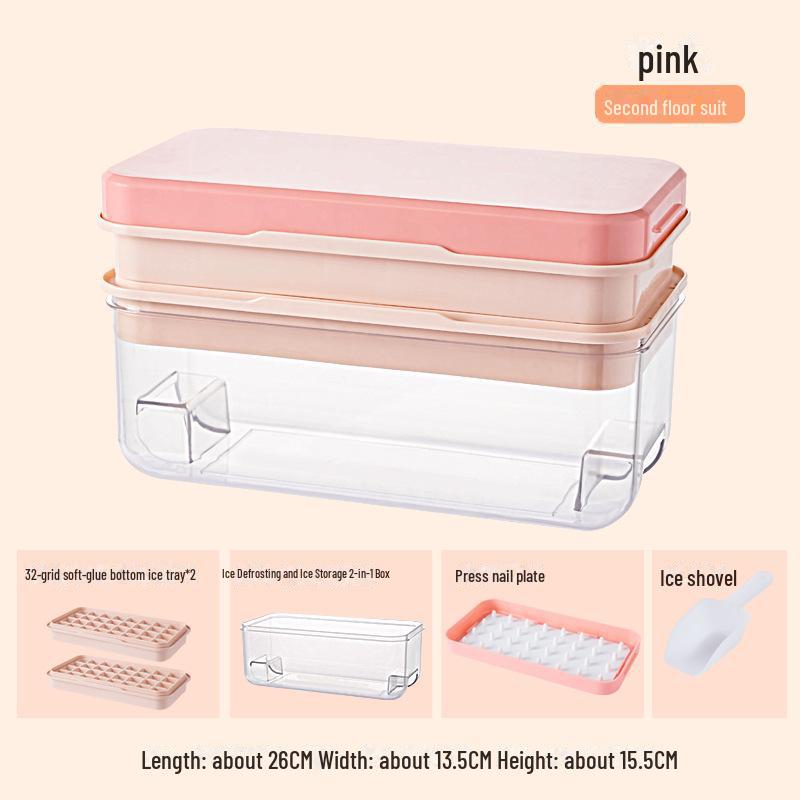 Soft-Press Ice Tray: Easy Release, Food-Grade Material, Large Capacity Ice Storage Box