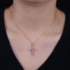 Mlluki 925 Sterling Silver Pink Cross Pendant Necklace for Women