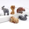 Mini Animals Frog Figurine Ornament Natural Shoushan Stone Carving Healing Crystal Fish Dinosaur Statue Room Desk Crafts Decor