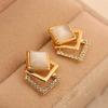 Korean Butterfly & Bowknot Cat's Eye Earrings with Pearl Studs