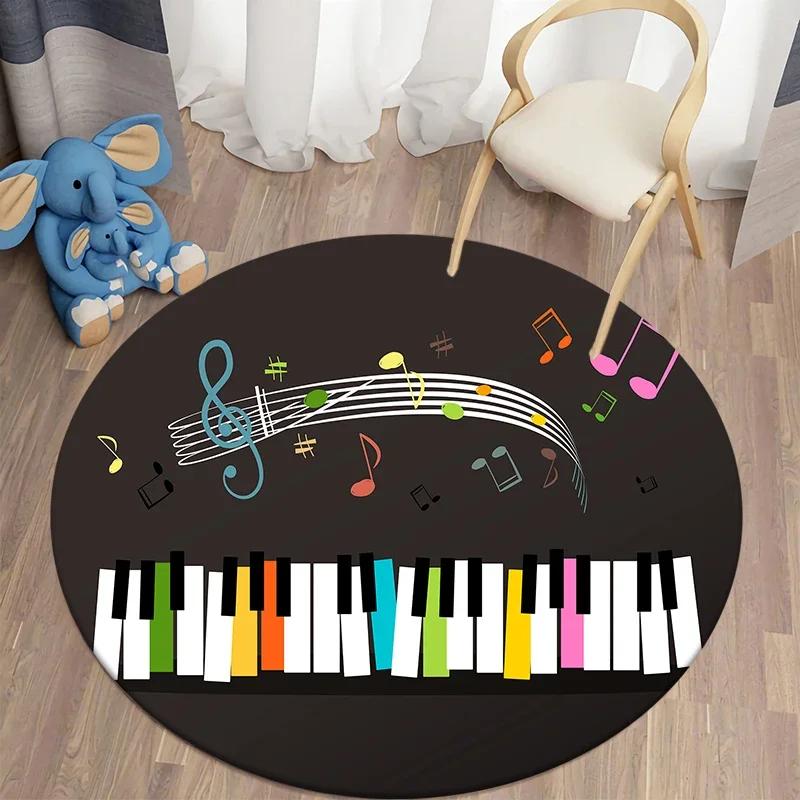 Music Note Round Carpet for Living Room Area Rugs Kids Carpets Non-slip Floor Mat for Kids Bedroom Carpet Children's Play Mats