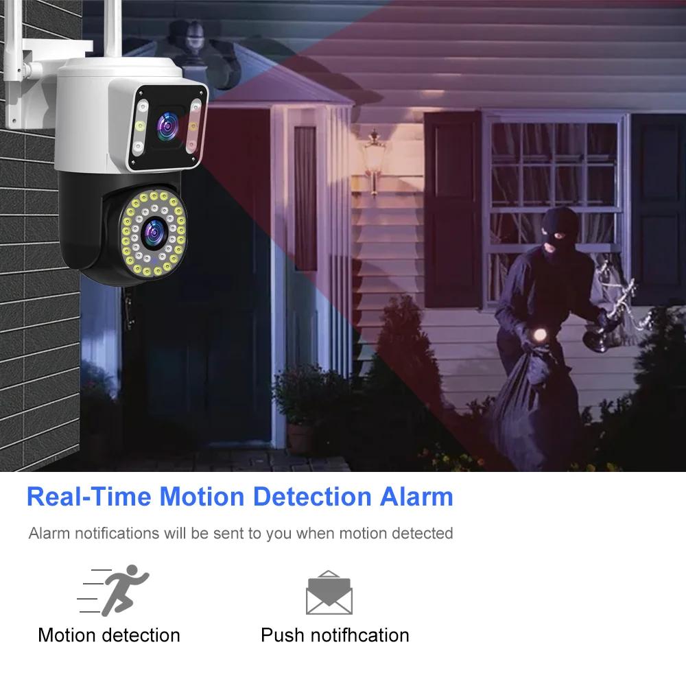 4K 8MP Wifi Surveillance Camera Tuya Dual Lens 10X Digital Zoom AI Human Detect Cam Wireless Outdoor Security PTZ IP Cameras