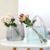 Ästhetische Gewebemuster Handtasche Glasvase Transparent Bunt Hydrokultur-Vase Mini-Aquarium Foto-Requisite Modernes Zuhause Tischdekoration