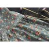 Vintage Floral Print Cotton Linen Blouse for Women Asian Size Long Sleeve Top Casual Lace Patchwork Collar Artistic Autumn Button Shirt