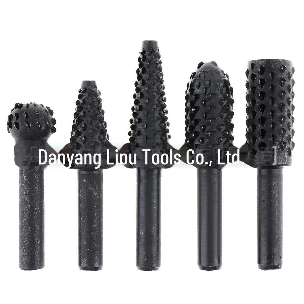 5-Piece Black Woodworking Mace Rotary File Electric Grinding Head Tool DIY Accessories Set