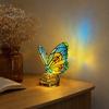 Bedside Lamp Warm Glow Cute Table Lamp, Butterfly Rose Nightstand Lamps, Stained Glass Resin Material Durable Wing Shade, Bedroom Desk Decor