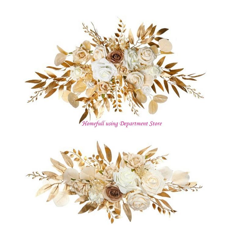 Elegant Wedding Arch Flower Plastic Base Polyester Fabric Event Backdrop Decorations Beach Party Accessories