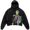 Amerikan Punk Kurukafa 3D Baskılı Kısa Kapüşonlu Sweatshirt Bol Kesim Erkek Kadın Sokak Giyimi