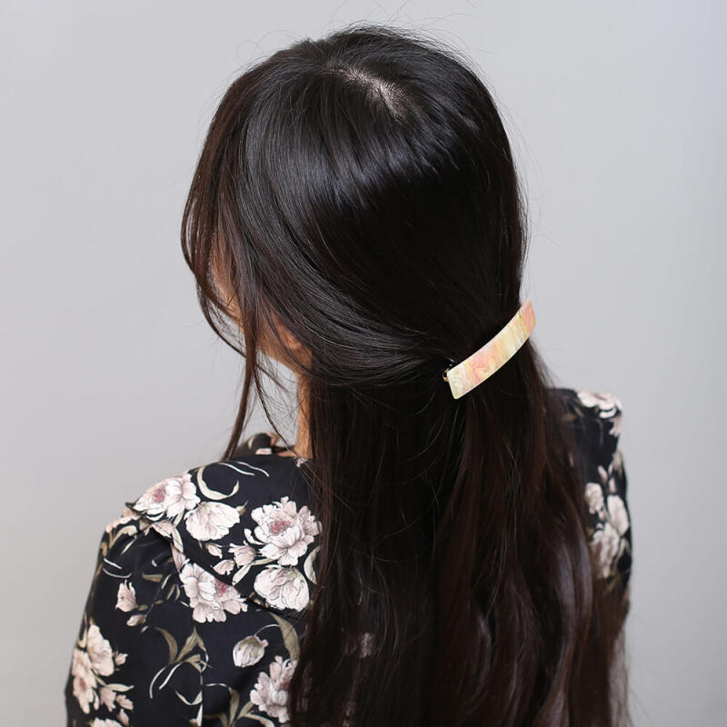 Marble Square Automatic Hairpin (Pink)